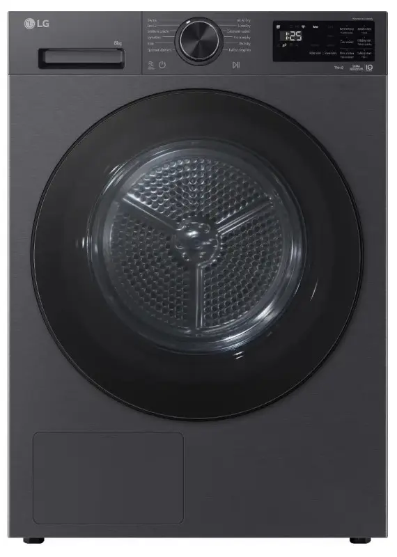 AI Sušička LG - 8 kg - AI DUAL Inverter Heat Pump™ -ThinQ™- Černá/šedá