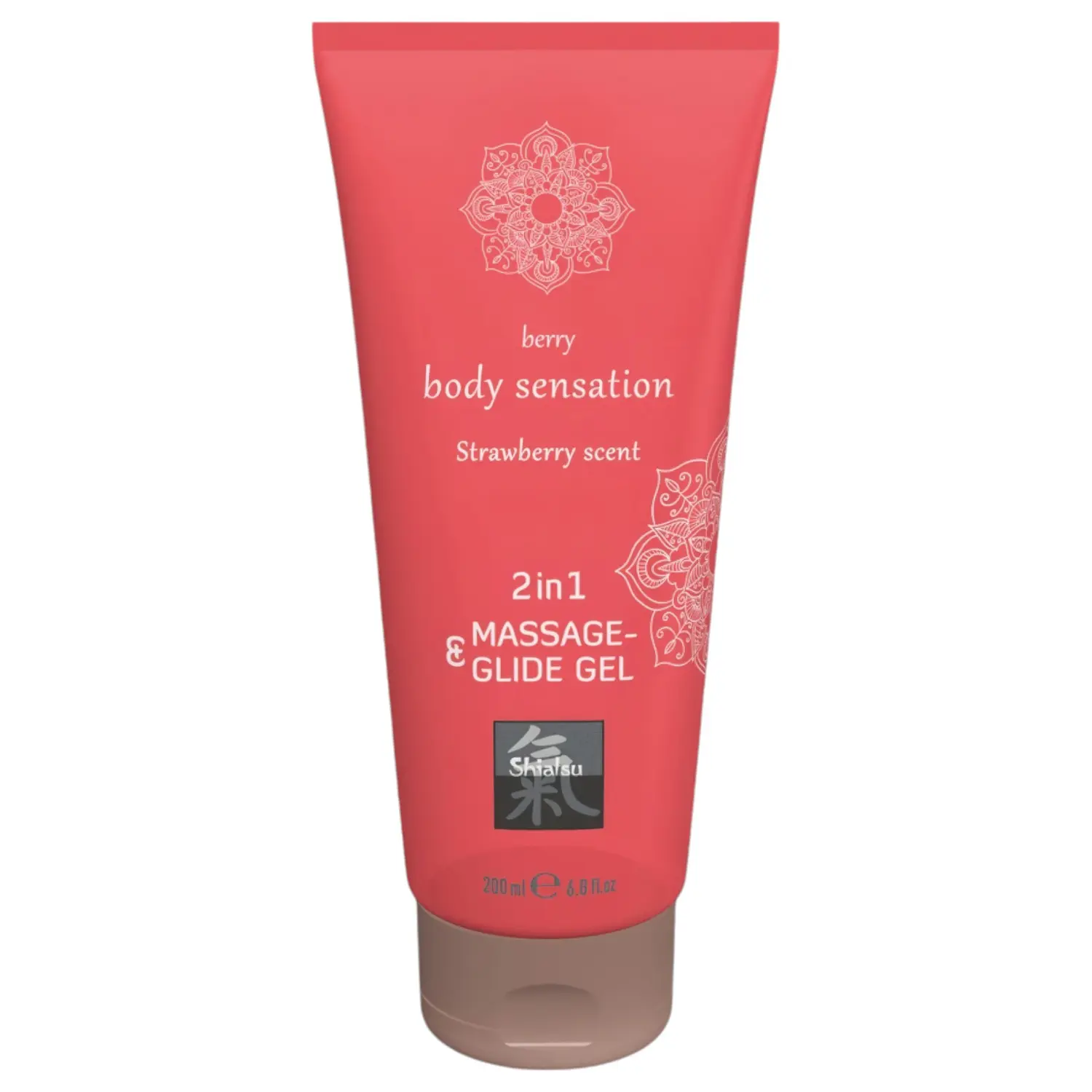 HOT - Shiatsu 2v1 s vůní jahod - masážní lubrikační gel - jahoda (200 ml)