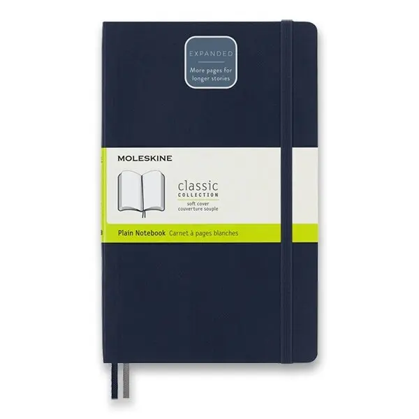 Zápisník Moleskine Expanded - měkké desky, L, čistý - modrý