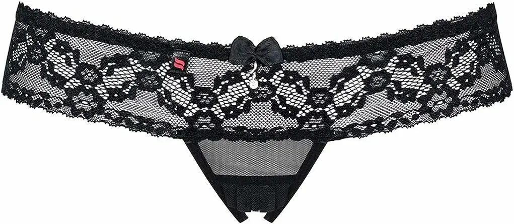Pikantní tanga  thong otevřené  černá L/XL model 5726611 - Obsessive