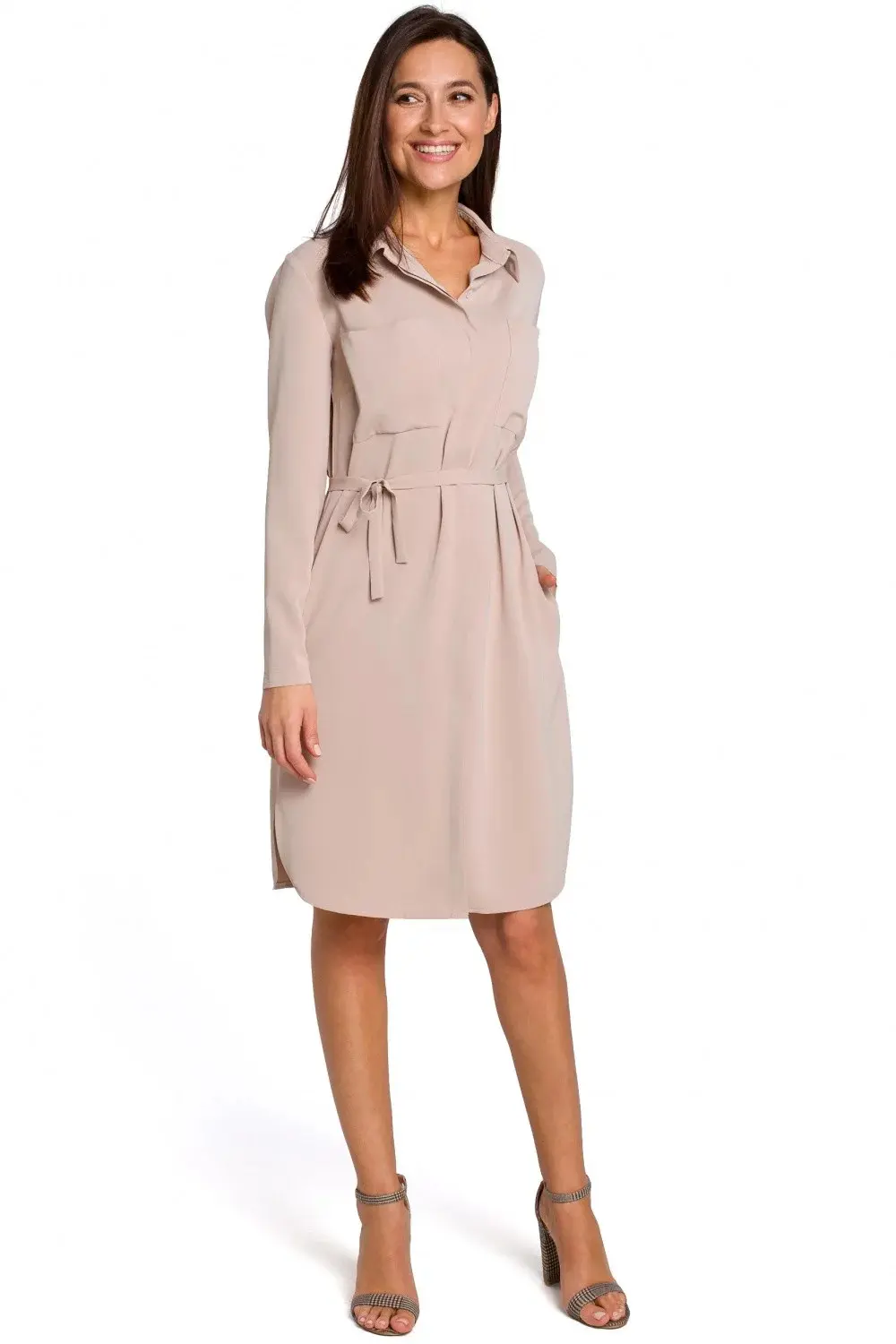 Dámské šaty S145 - Stylove béžová 2XL