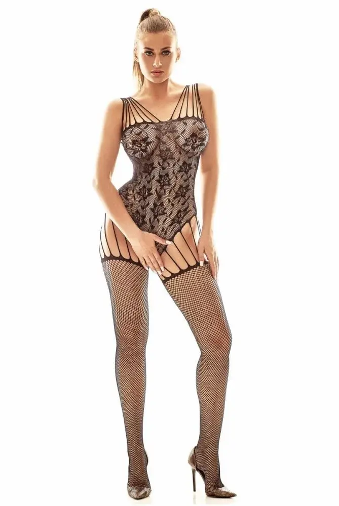 Okouzlující bodystocking Lesha černý - Anais
