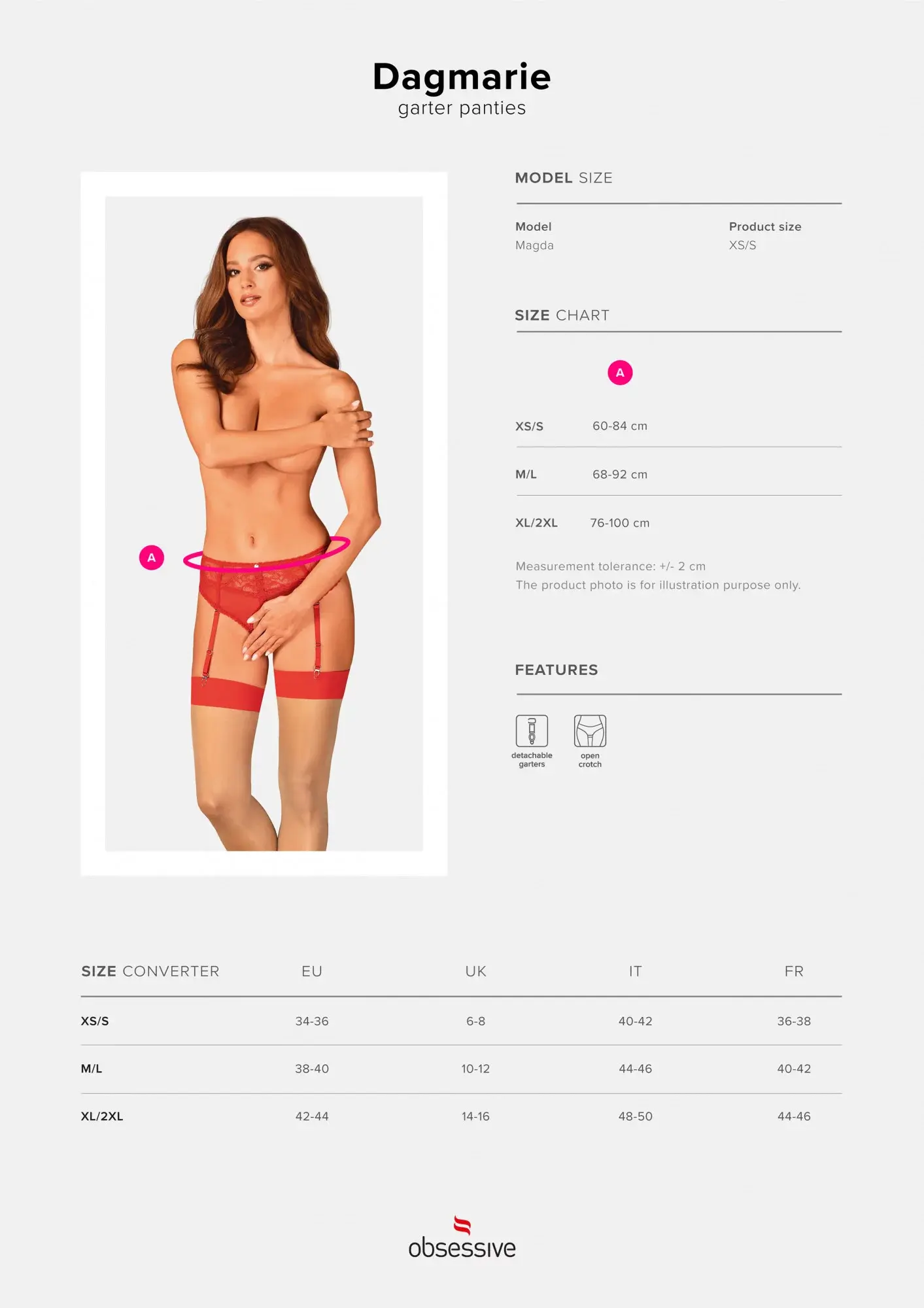 kalhotky garter panties  červená XS/S model 17919682 - Obsessive