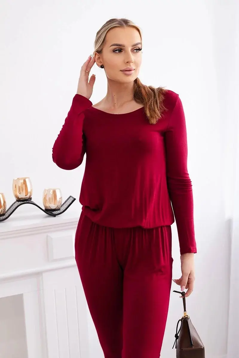 Viskózová kombinéza 1065 vínová - Koucla 3XL
