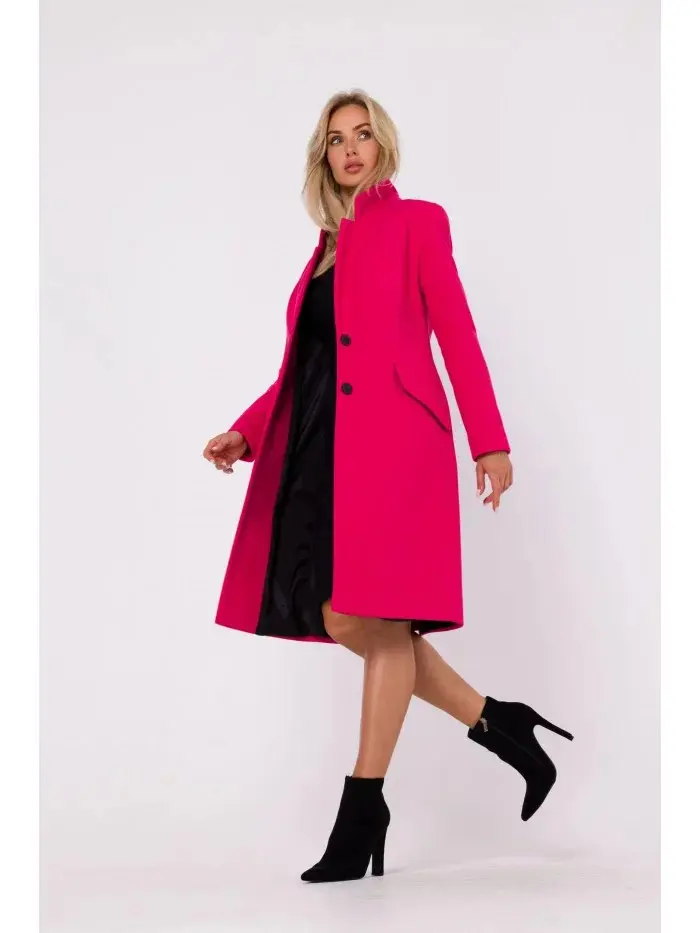 Kabát na knoflíky M758 fuchsiový -Moe S