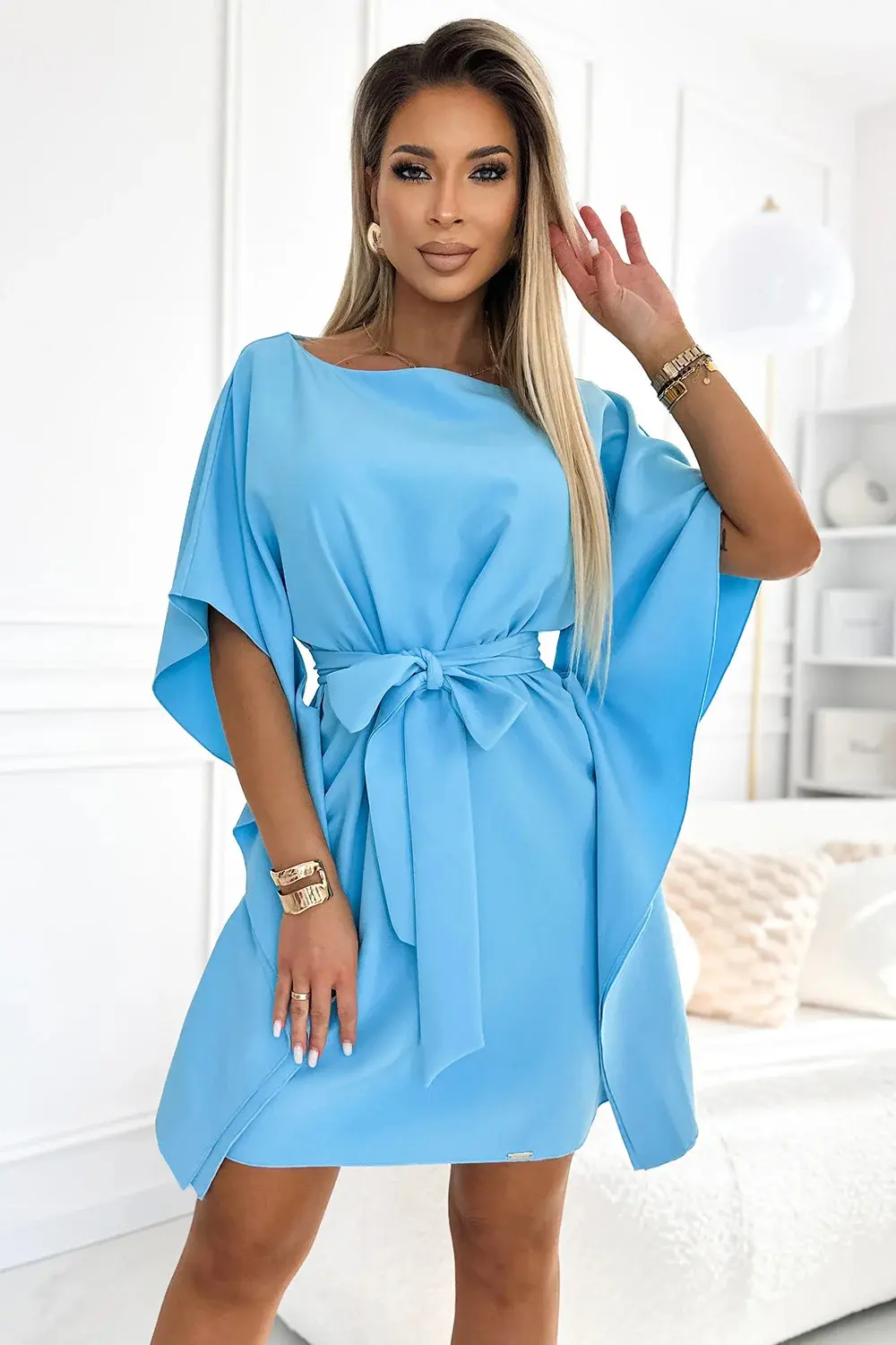 Motýlí šaty 287-26 SOFIA světle modré - Numoco L/XL