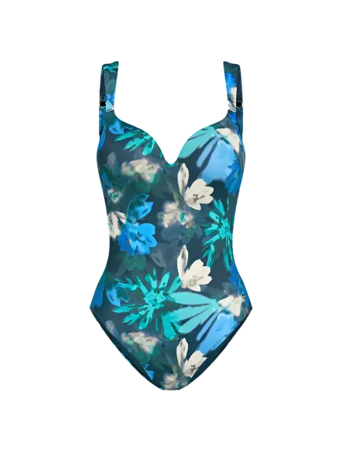 Dámské jednodílné plavky Summer Fleur OWP - Triumph tmavá kombinace tyrkysové (M025)