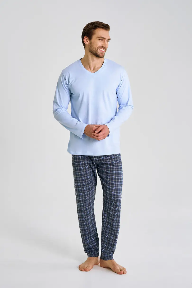 3477 PÁNSKÉ DLOUHÉ PYŽAMO MARK 5XL-6XL modrá 5XL