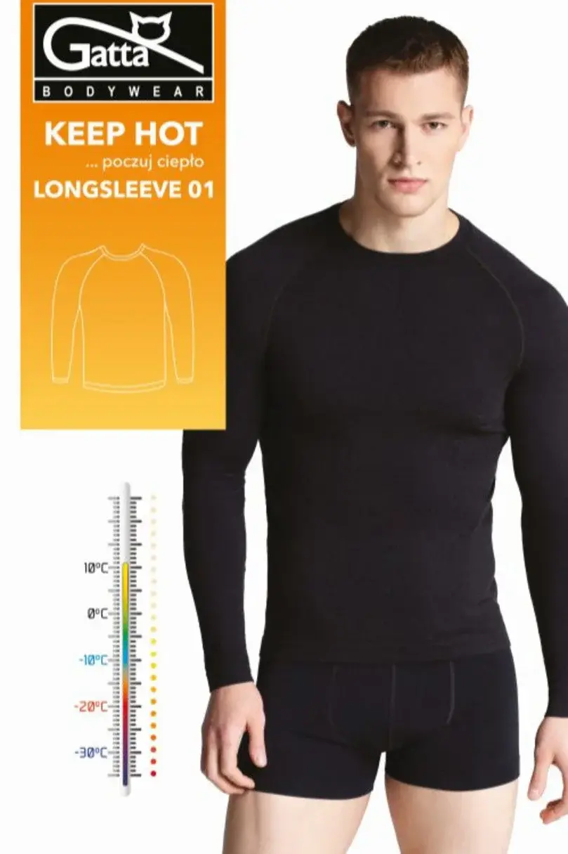 Pánský nátělník LONGSLEEVE MEN 01 KEEP HOT černá