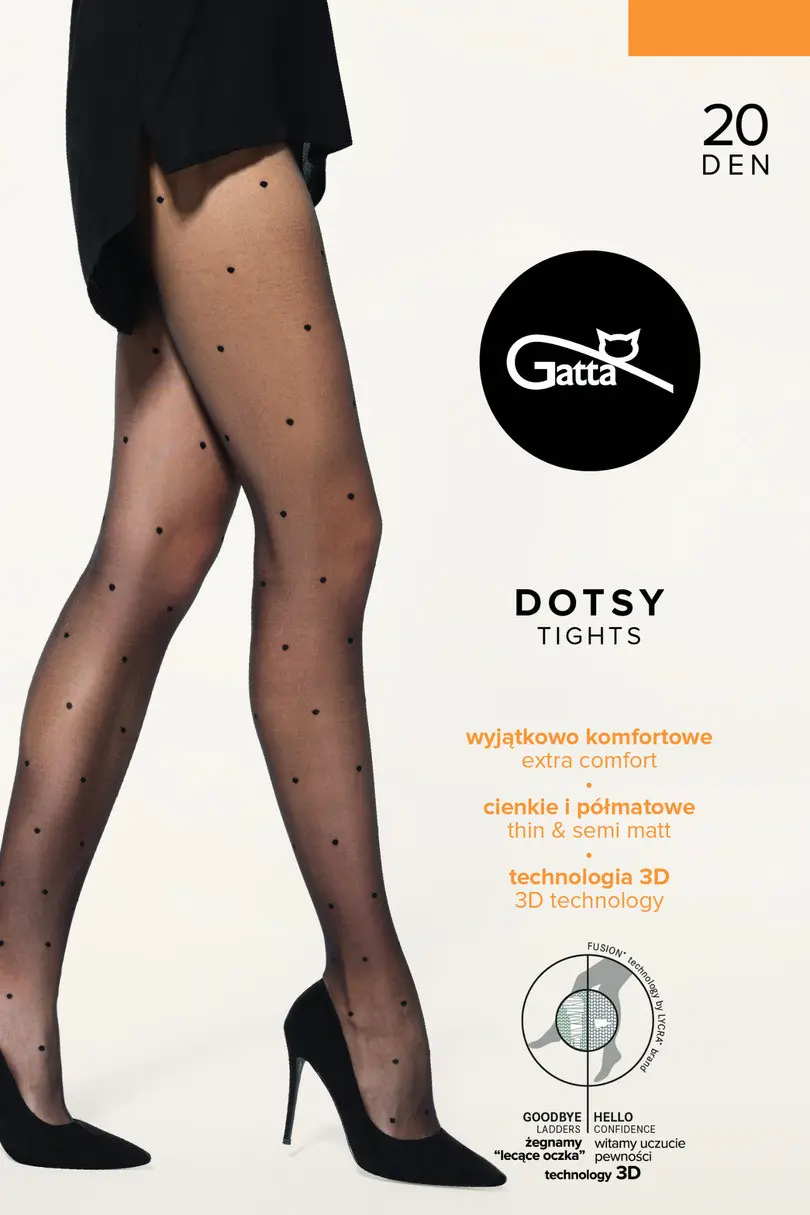 DOTSY - Dámské vzorované punčocháče 03-5 NERO 5-XL