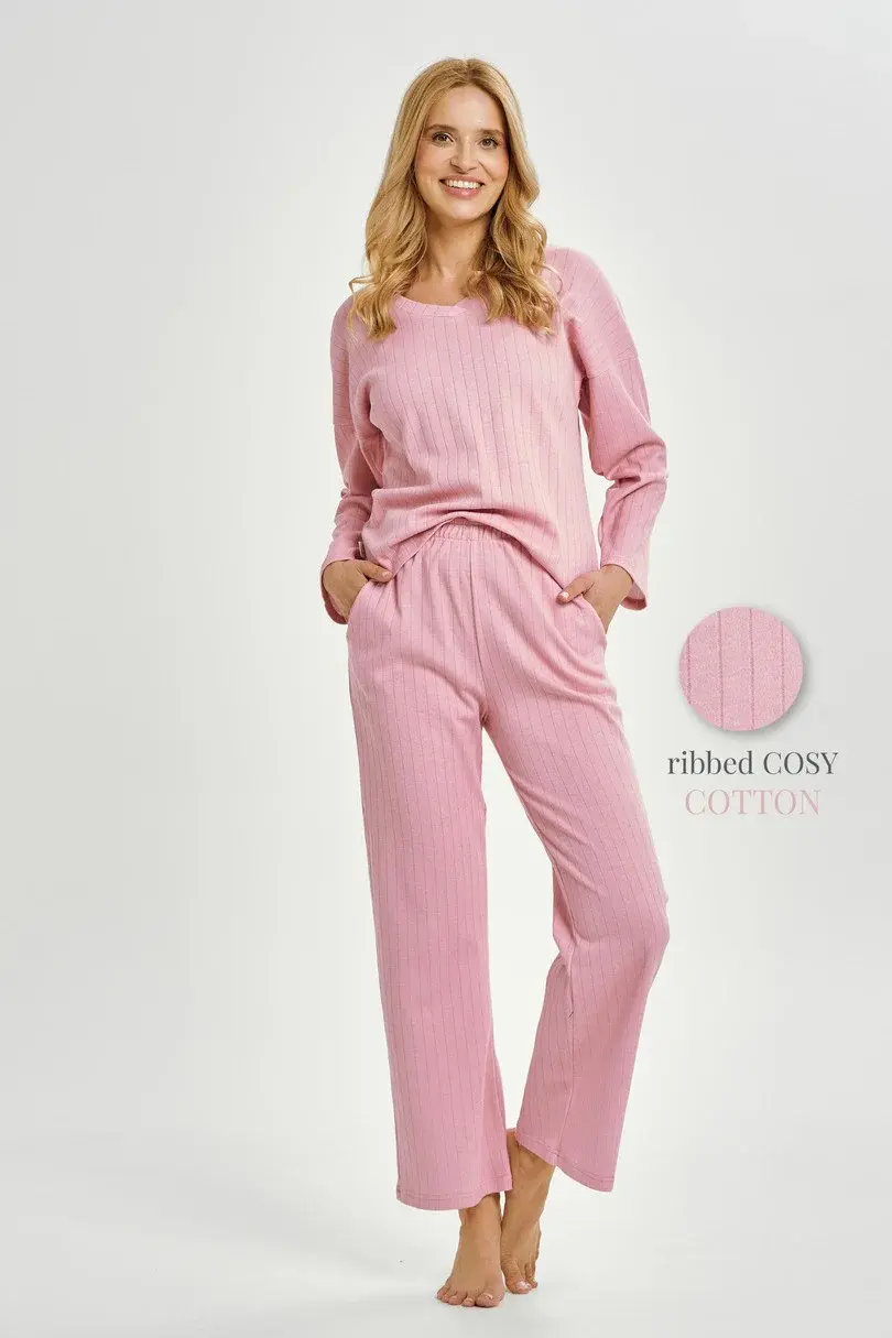 3444 DÁMSKÉ DLOUHÉ PYŽAMO ELEONORA S-XL růžová M