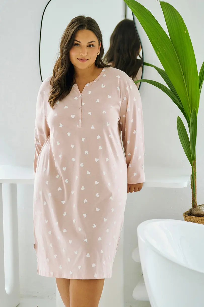 3469 NOČNÍ KOŠILE NORI 2XL-4XL růžová