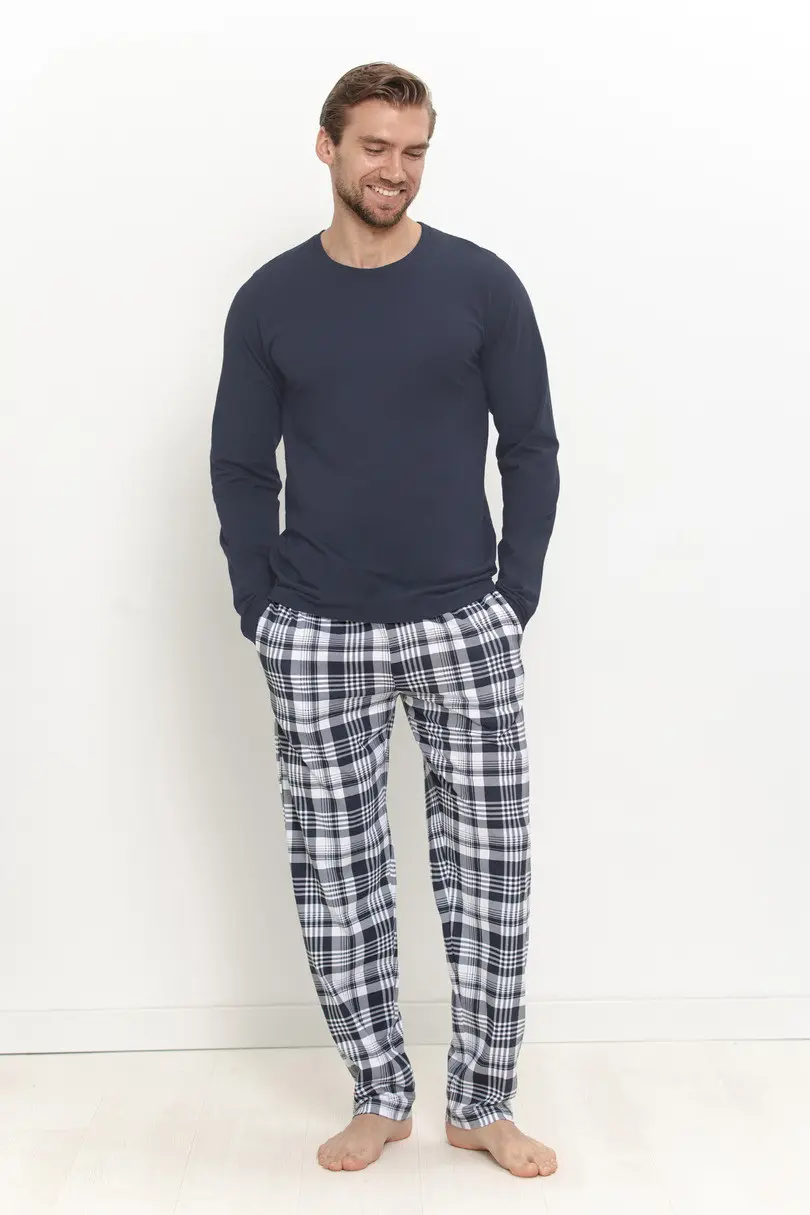 3664 Pánské dlouhé pyžamo DANTE M–2XL tmavě modrá