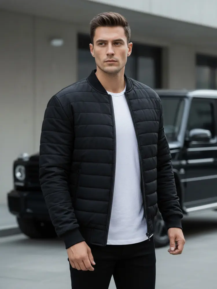 Pánská prošívaná bunda bomber černá TX2213 XL