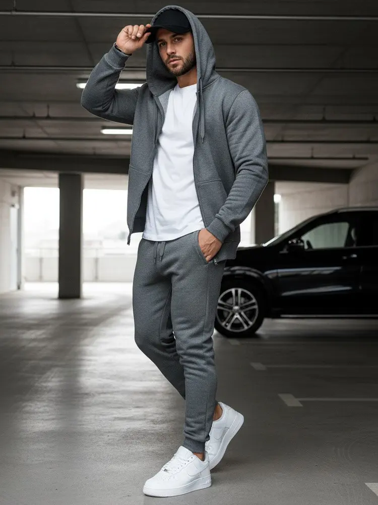 Pánské antracitové tepláky FashionStreet UX2396