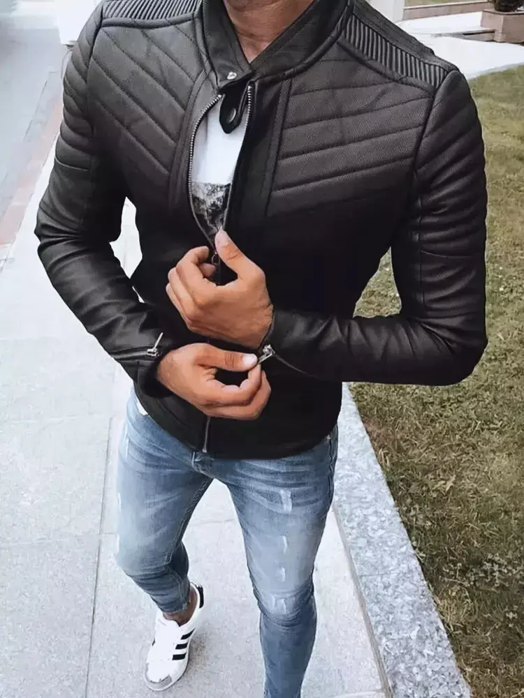 Pánská kožená bunda černá FashionStreet TX4243 XXL