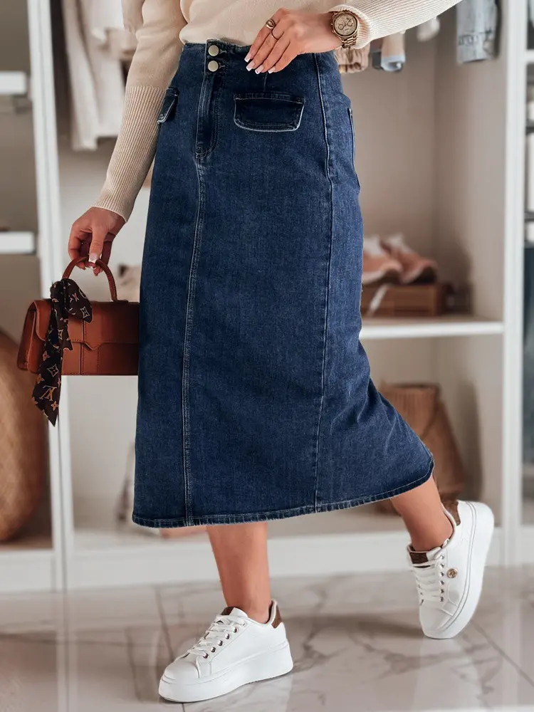 Dámská džínová maxi sukně s rozparkem BLUEVIC modrá FashionStreet CY0486 L