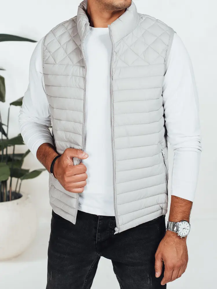 Pánská prošívaná vesta světle šedá FashionStreet TX5078 XXL