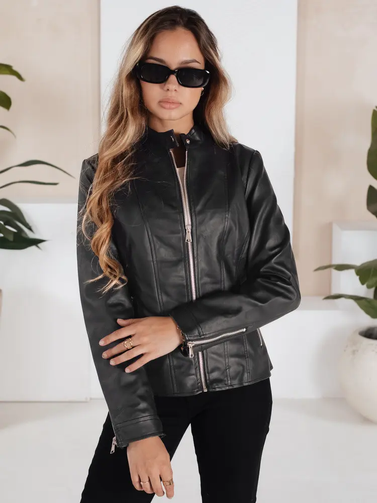Dámská kožená bunda černá FashionStreet TY5202 S