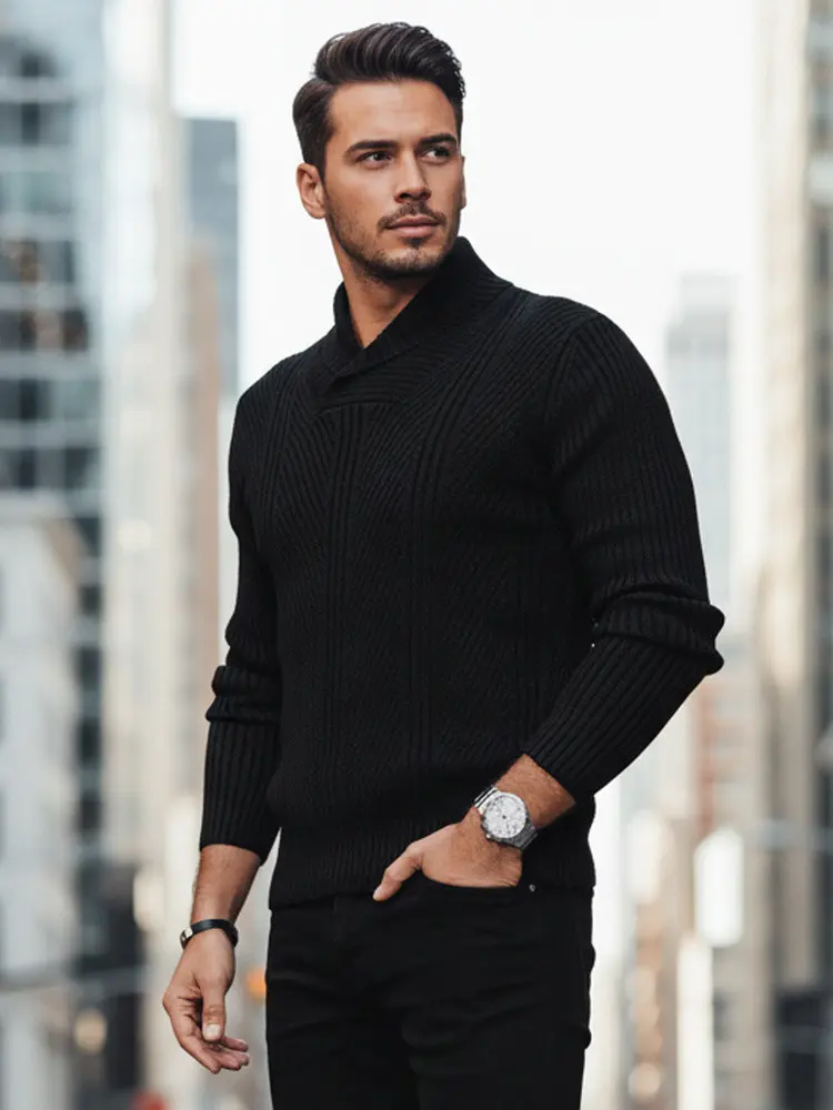 Pánský černý svetr FashionStreet WX2256z