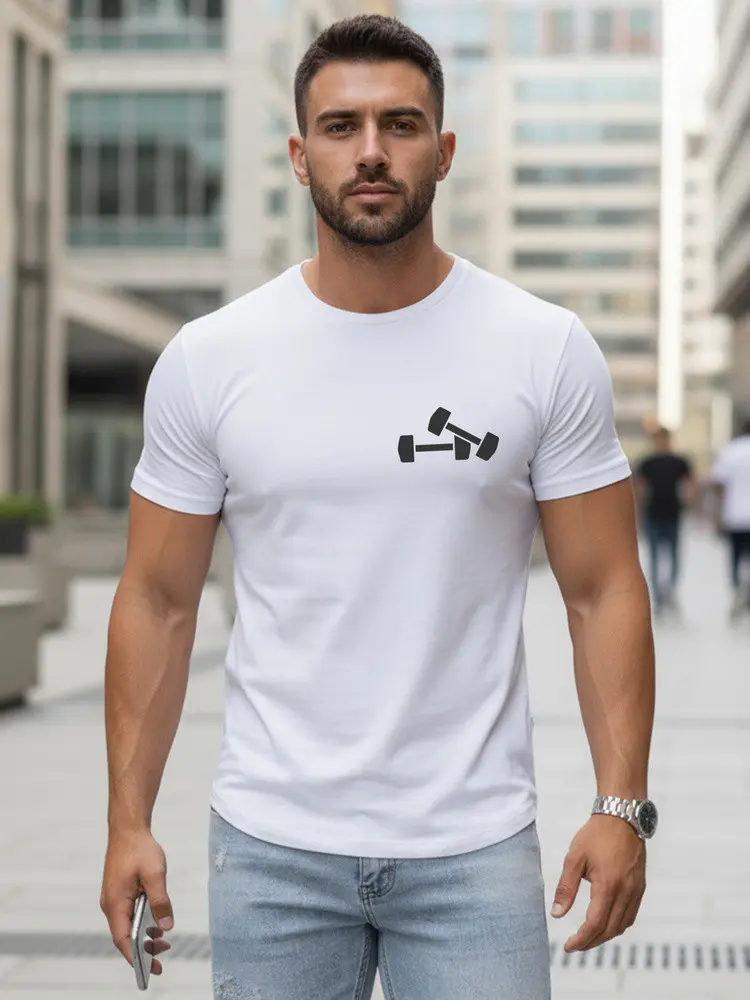 Pánské bavlněné tričko s minimalistickým potiskem bílé FashionStreet NX5086R
