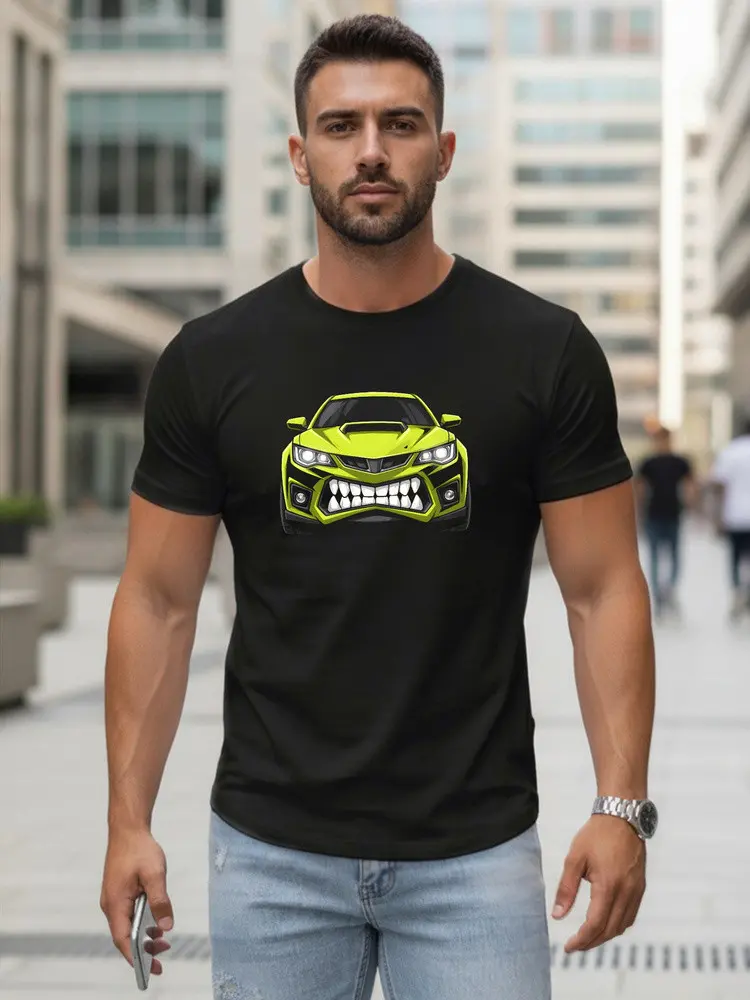 Pánské tričko s potiskem auta černé FashionStreet NX5015R M