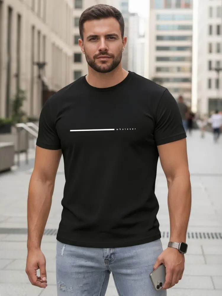 Pánské bavlněné tričko s nápisem „Whatever“, černé, FashionStreet NX5128R