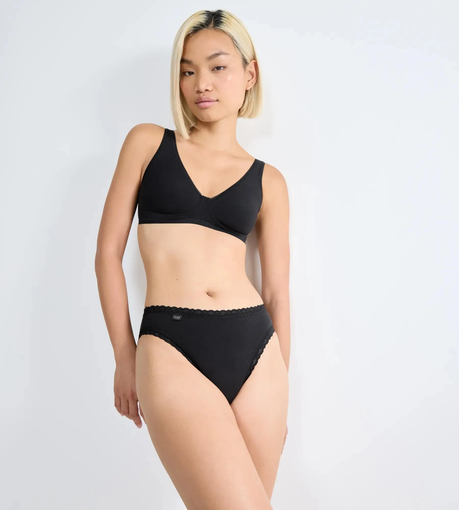 Dámské kalhotky sloggi 24/7 Cotton Lace Tai C3P - černé - SLOGGI BLACK 40