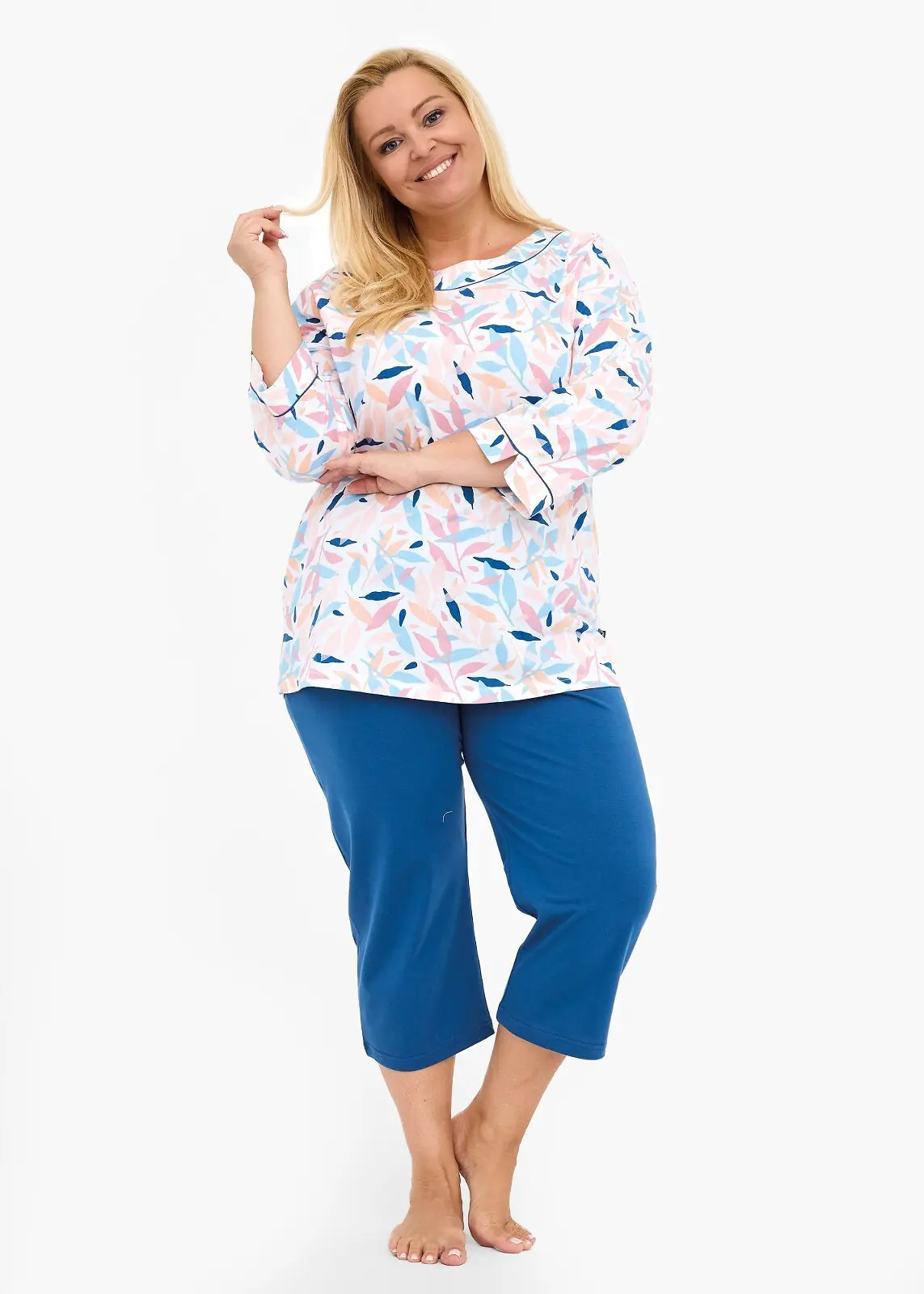 Cornette 732/452 Amelia 2 3/4 3XL-5XL dámské pyžamo white-marine 4XL