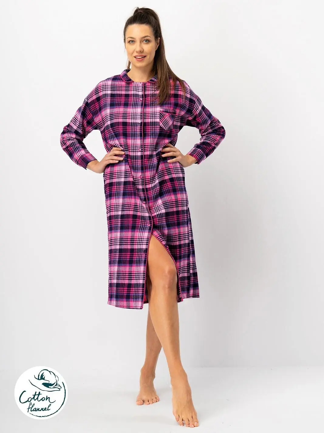 Dámská košile bez knoflíků Key LND 490 B25 délka/r S-XL fuchsie M