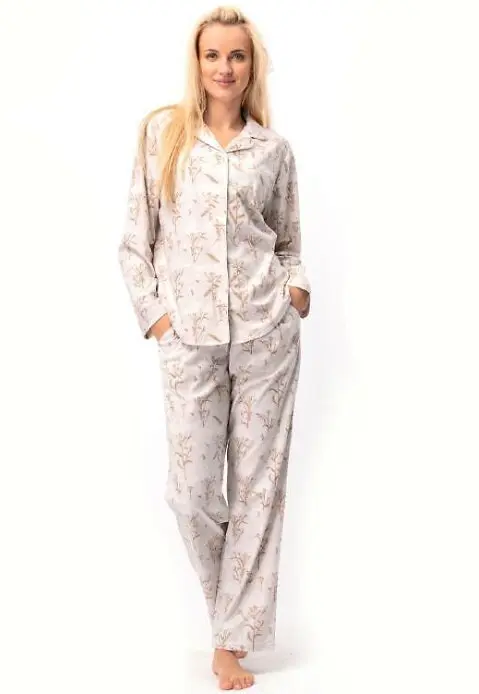 Pyžamo Key LNS 567 B25 long/r S-XL dámské na zip ecru S