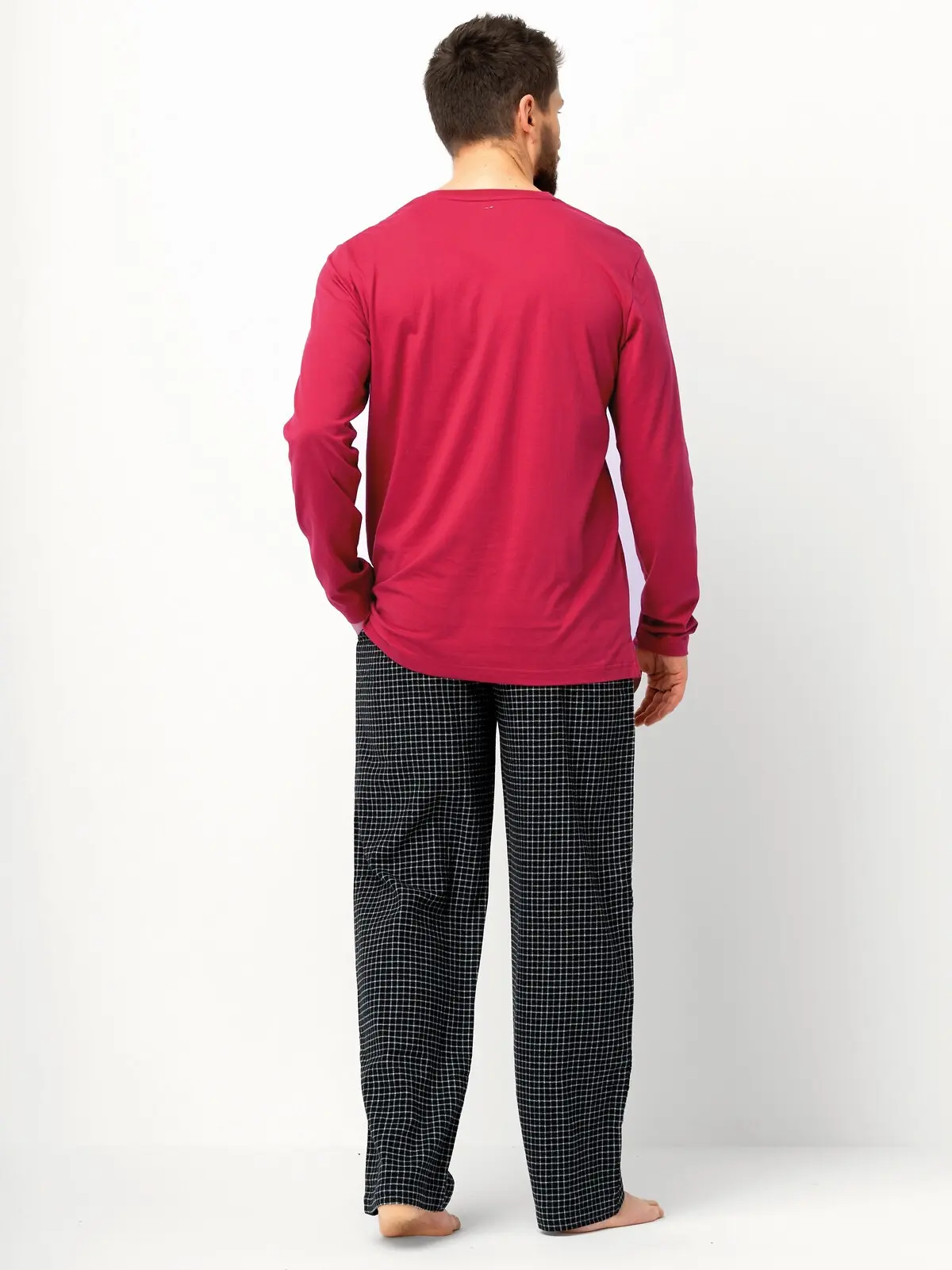 Pánské pyžamo Key MNS 471 B25 délka/r M-2XL kaštanově-černá