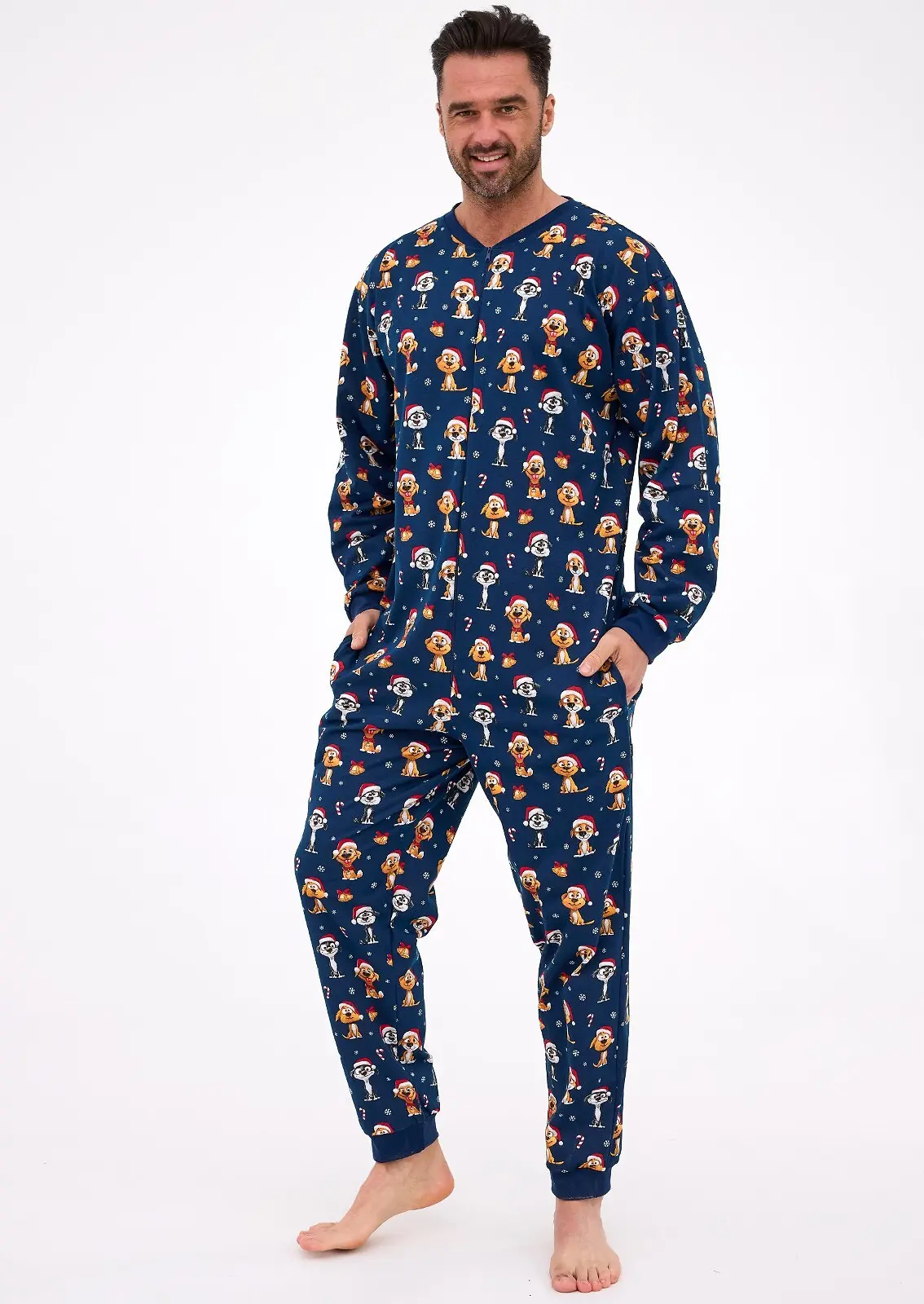 Kombinéza Cornette 196/295 Dog 2 long/r Christmas S-2XL pánská tmavě modrá S