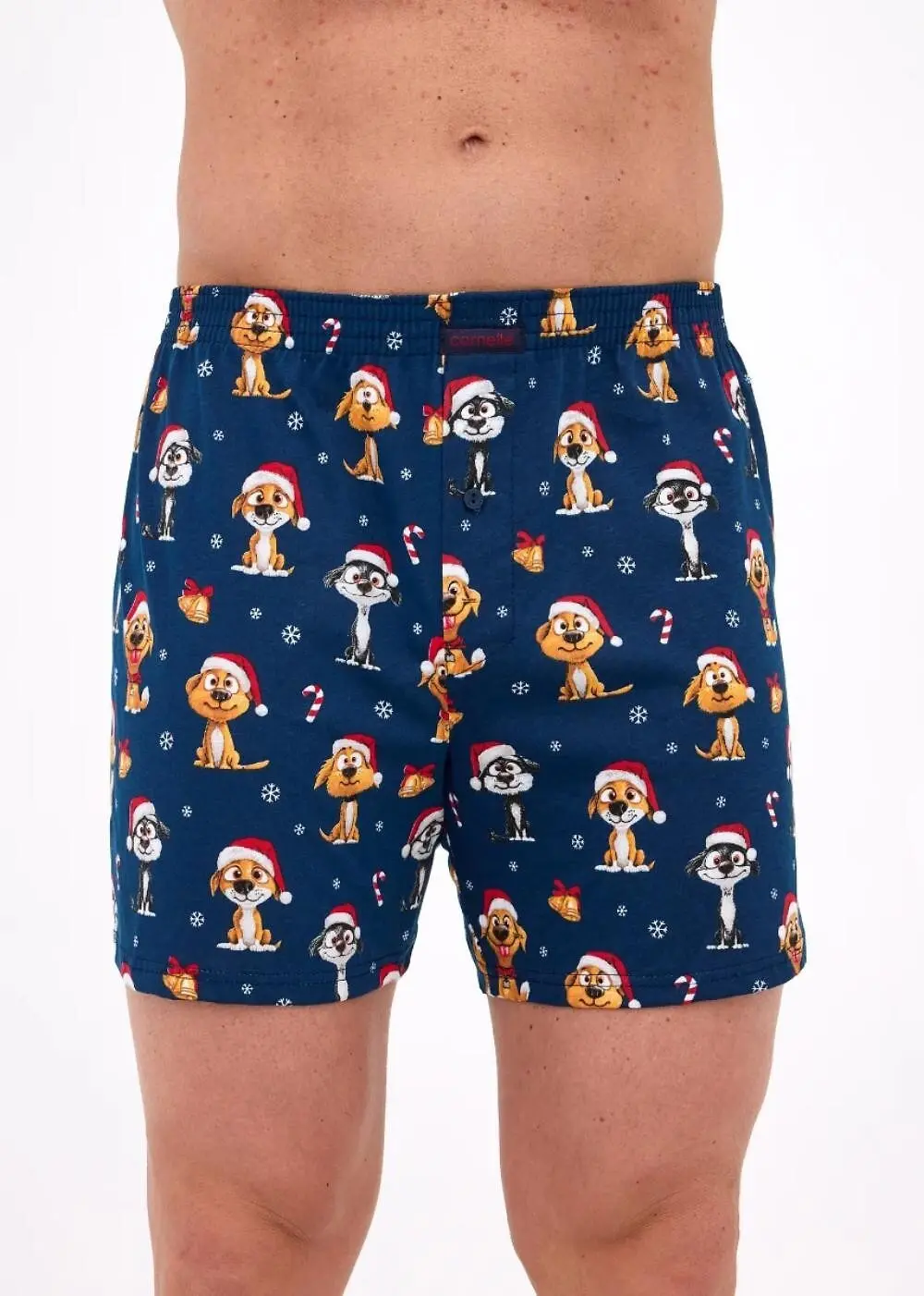 Boxerské šortky Cornette 016/20 Psi Vánoce 3-5XL tmavě modrá