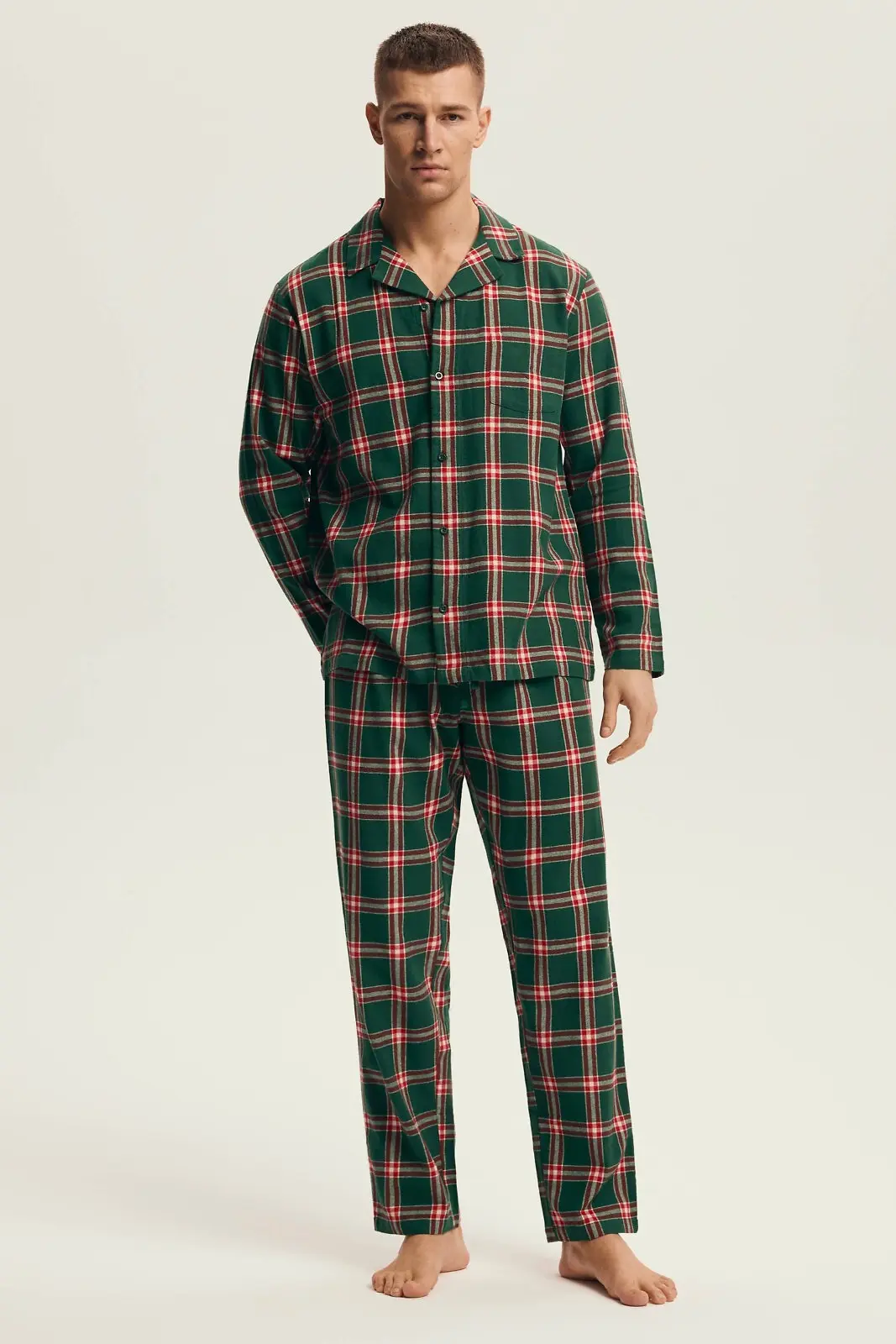 Pyžamo Henderson 43460 Délka matice/r M-3XL pruhované zelená