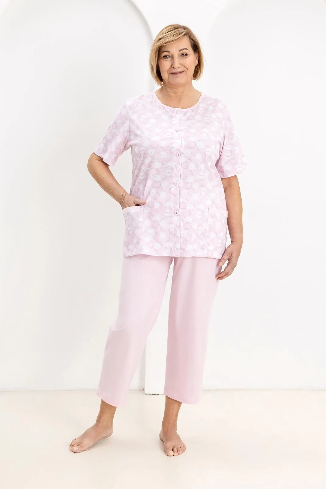 Pyžamo Regina 738 cr/r 2XL-3XL W26 dámské rozepínací