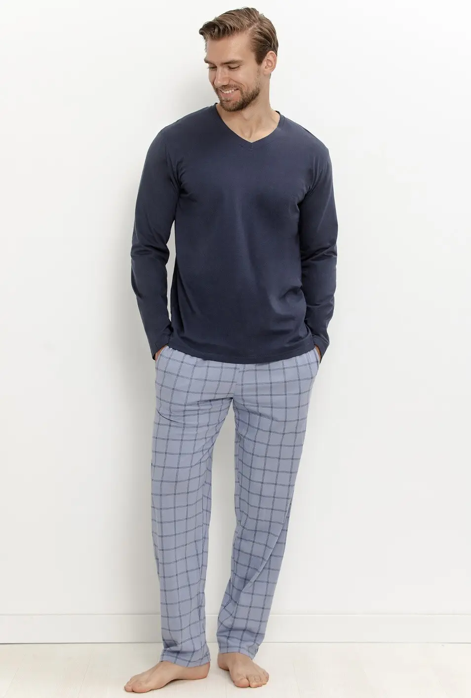 Pyžamo Taro 3668 Dorian, dlouhé rukávy, velikosti M–2XL, Z26 tmavě modrá