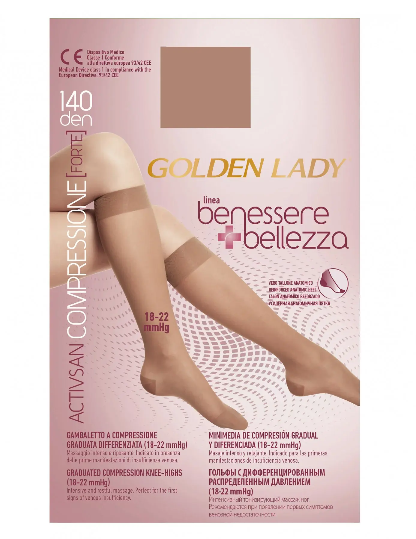 Dámské podkolenky Golden Lady Benessere & Bellezza 140 den nero/černá S/M