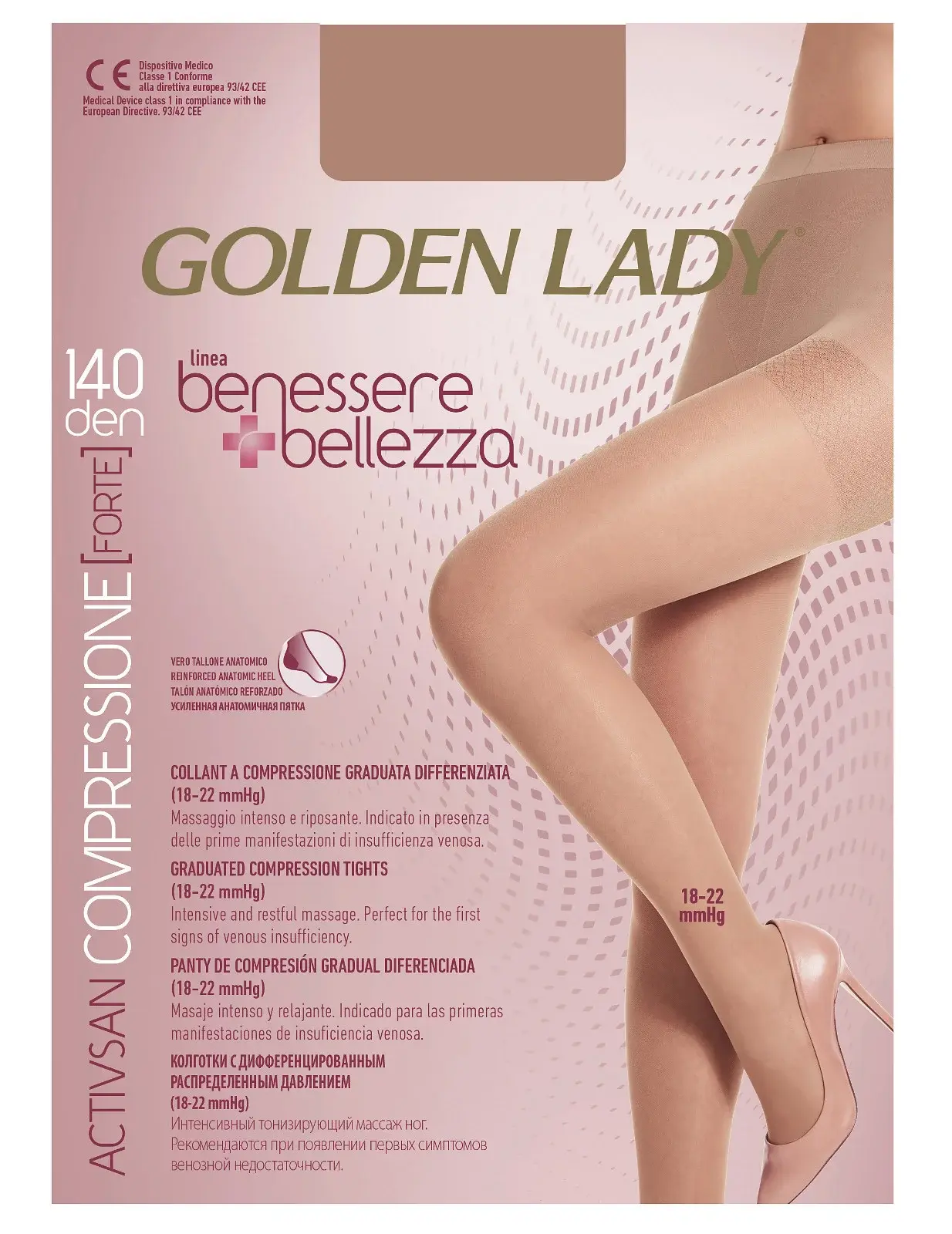 Punčocháče Golden Lady Benessere & Bellezza 140 den nero/černá 2-S