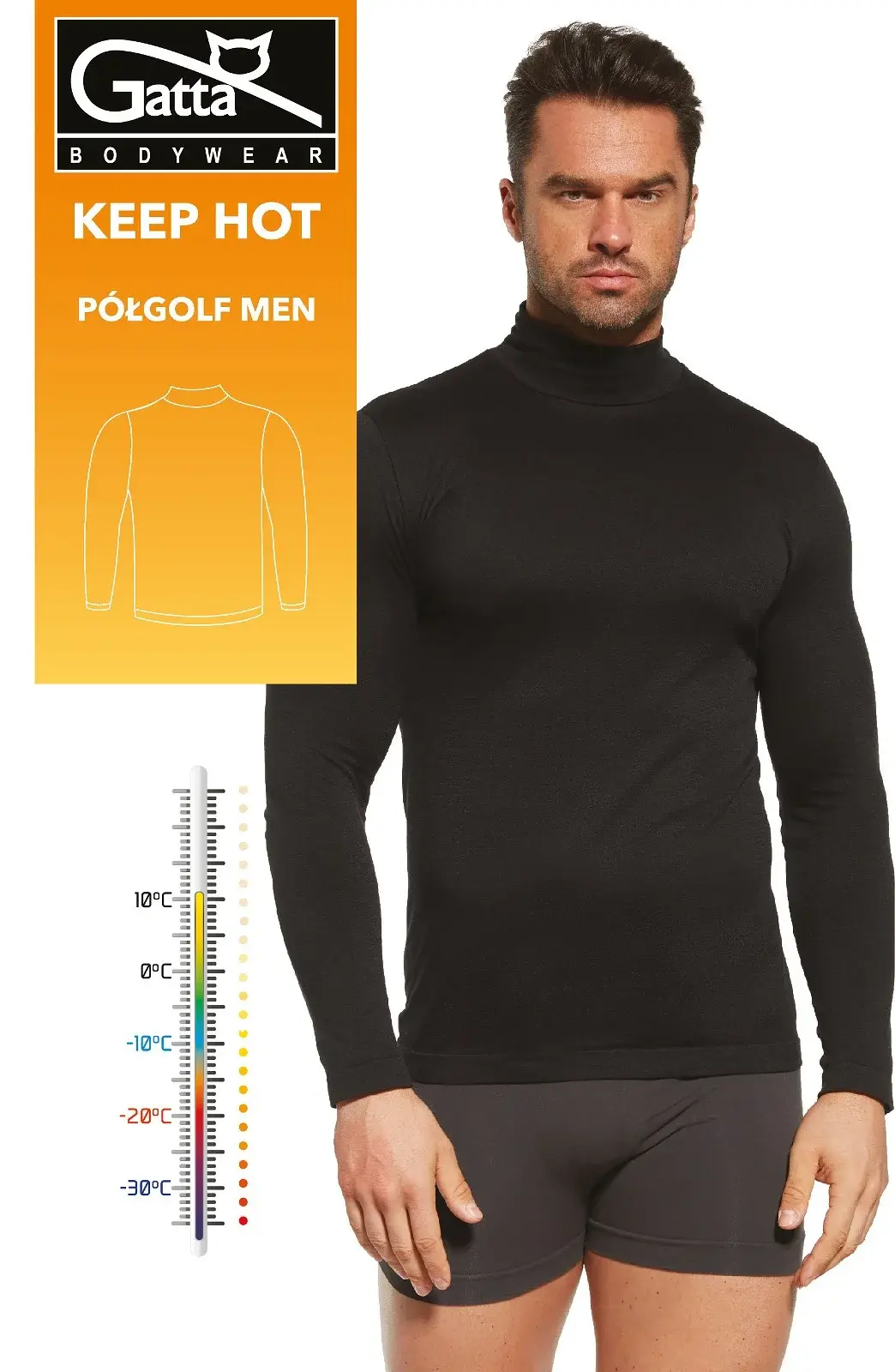 Gatta half-golf 3079S Keep Hot Men M-2XL černá