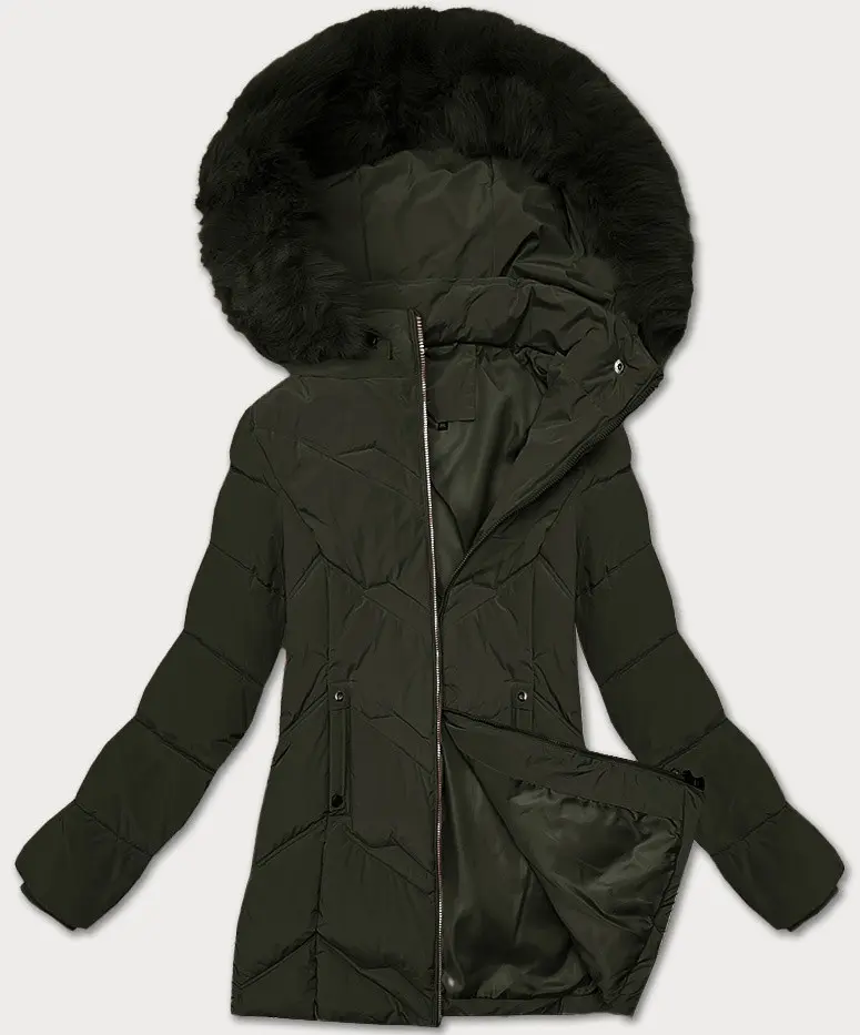 Dámská plus size zimní bunda s kapucí S'west khaki (B8300-11) odstíny zelené