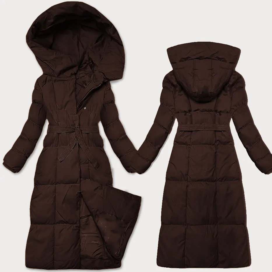 Dámská zimní bunda s páskem J Style chocolate (5M3227-158) odstíny hnědé XL (42)