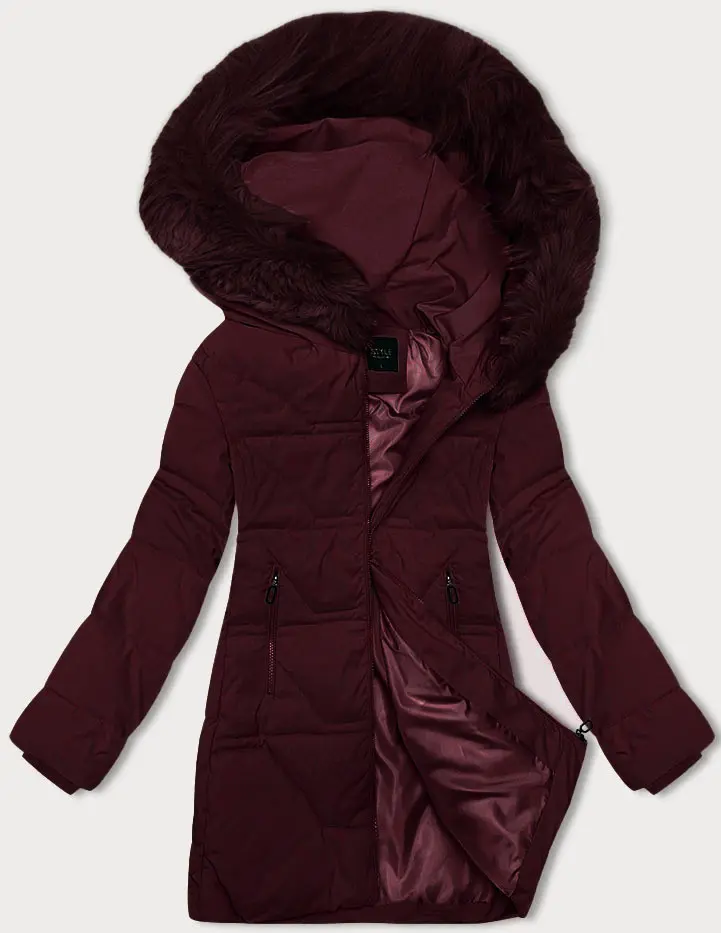 Dámská zimní bunda s kapucí J Style bordó (16M9099-06) odstíny červené S (36)