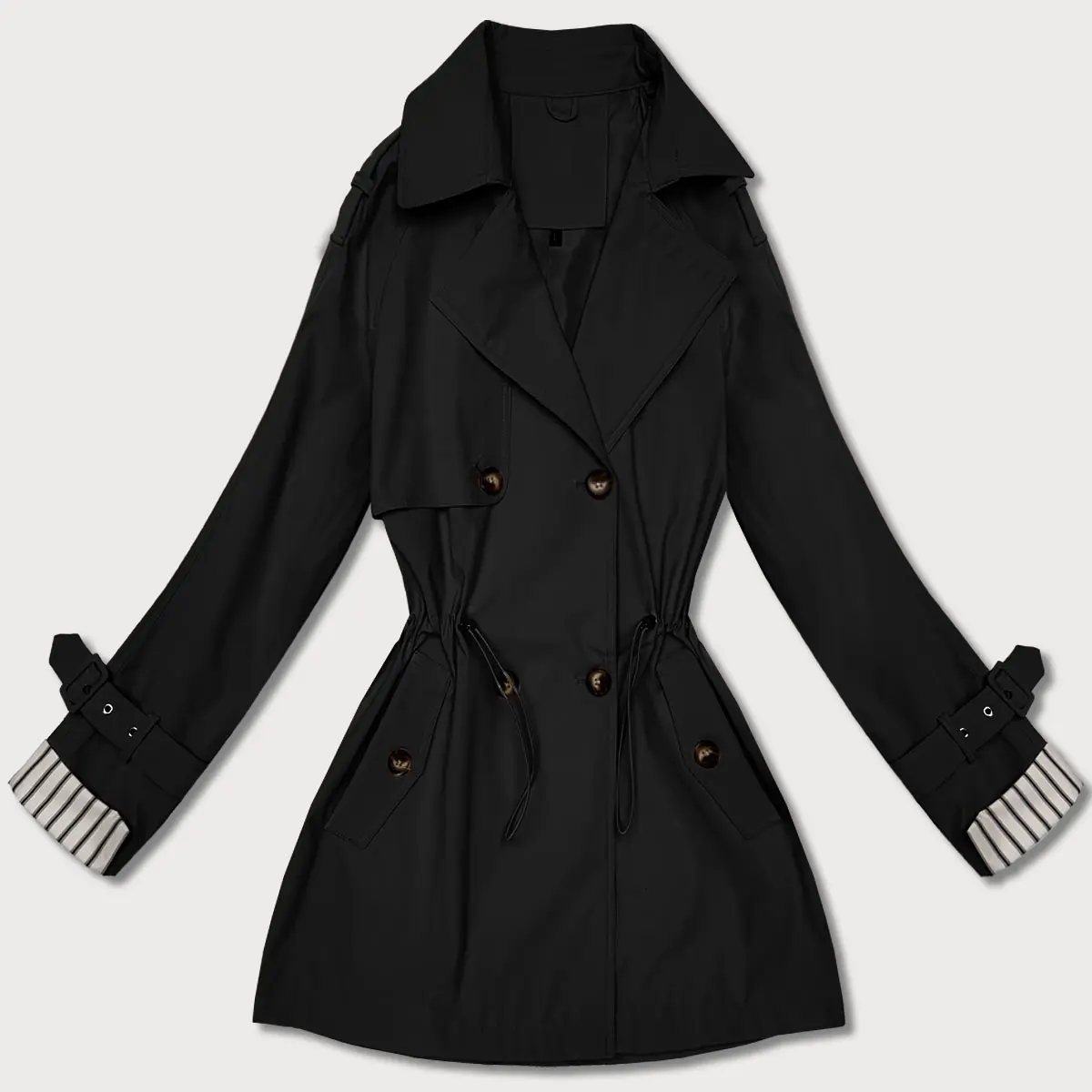 Goodlookin krátký trenčkot s knoflíky černý (KK60415-1#) odstíny černé