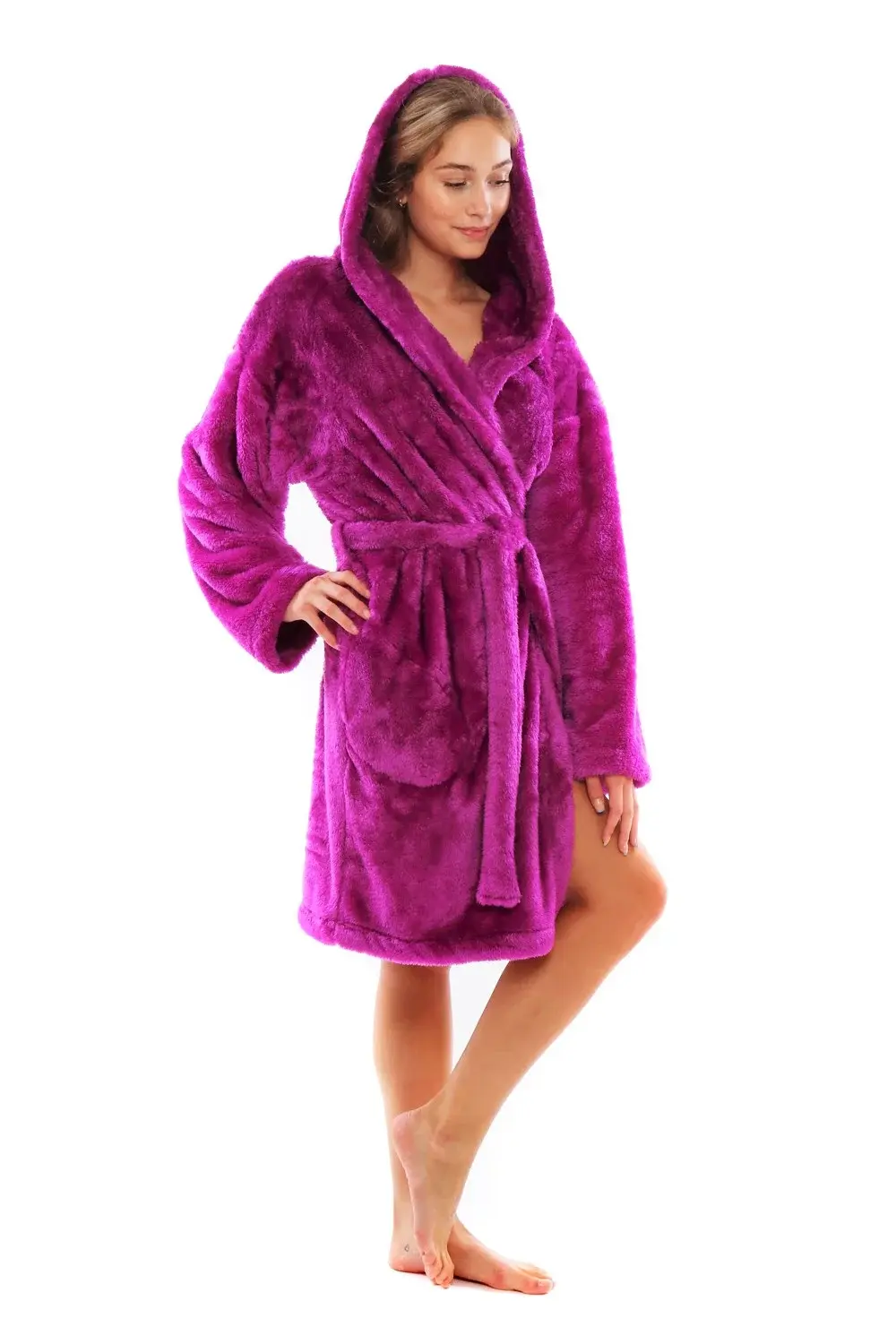 Dámský župan Lilly extra s kapucí 3/4 3320 one size fuchsiová - Vestis