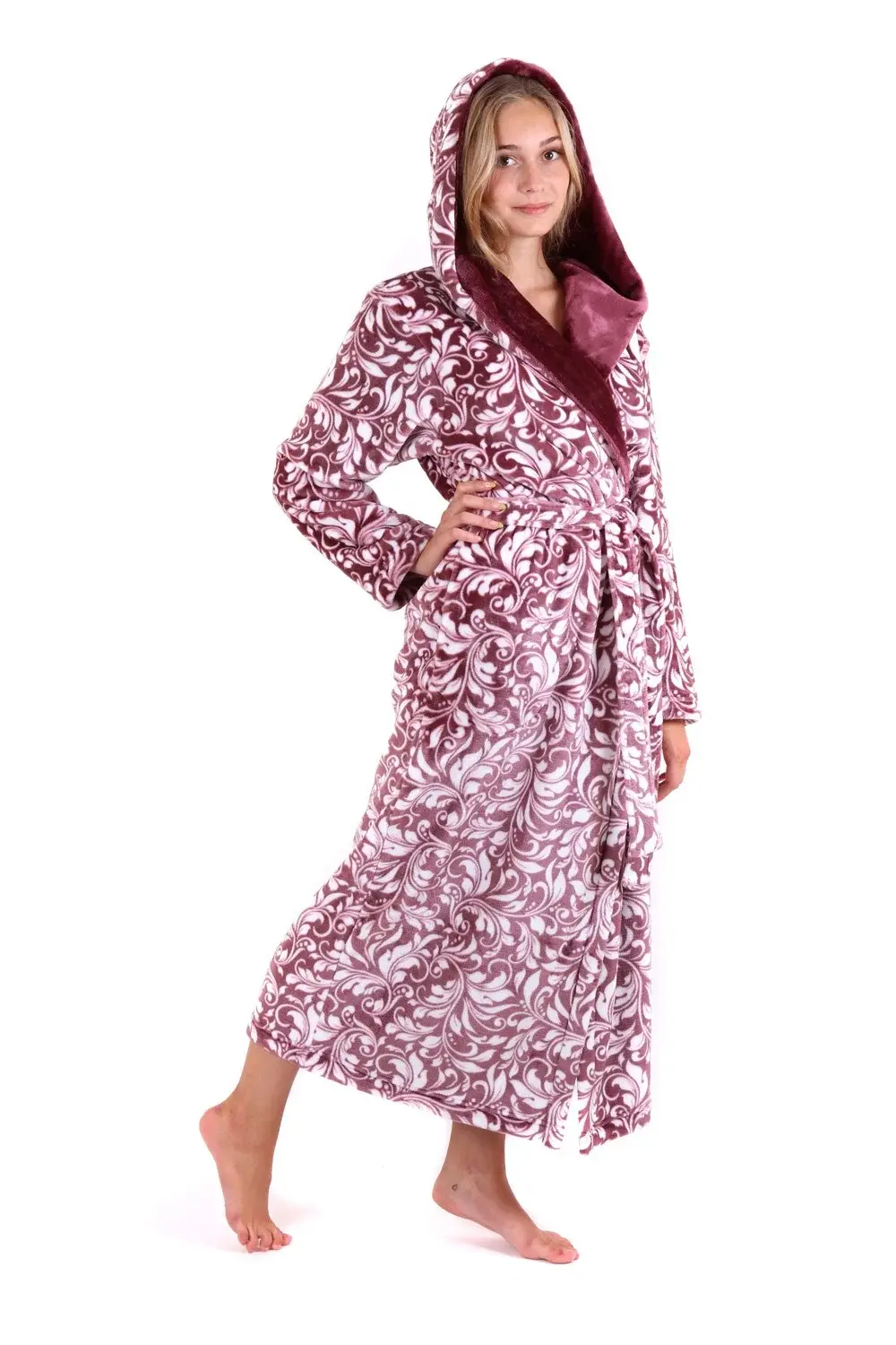Dámský župan Flora s kapucí 3956 mauve wine - Vestis
