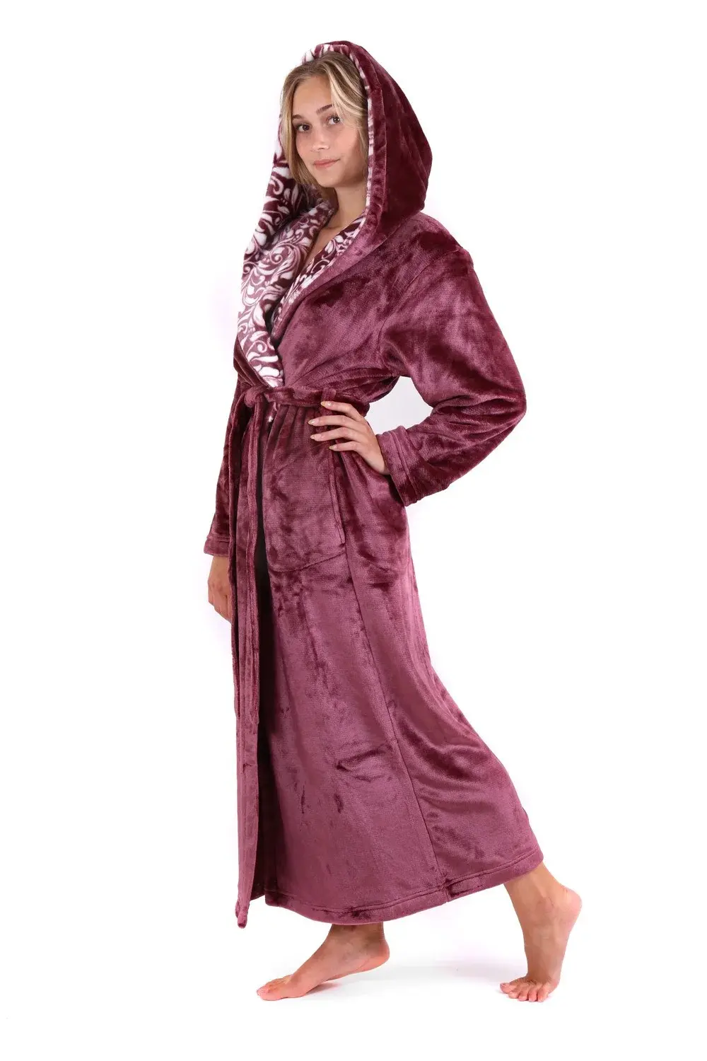 Dámský župan Flora s kapucí 39564853 mauve wine - Vestis