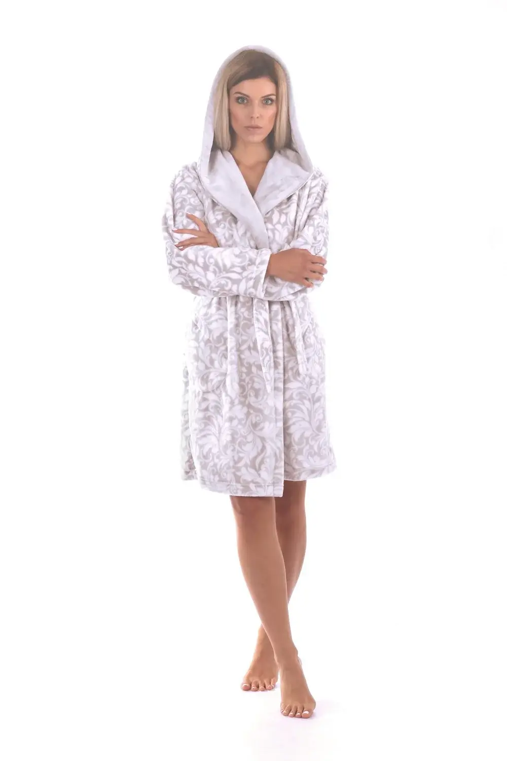 Dámský župan Flora s kapucí krátký 4856 dove grey - Vestis