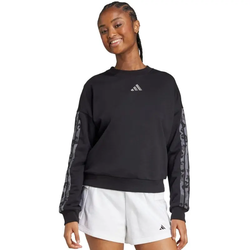 Dámská mikina adidas Animal Print 3-Stripes French Terry Sweatshirt black JM1835 2 XL