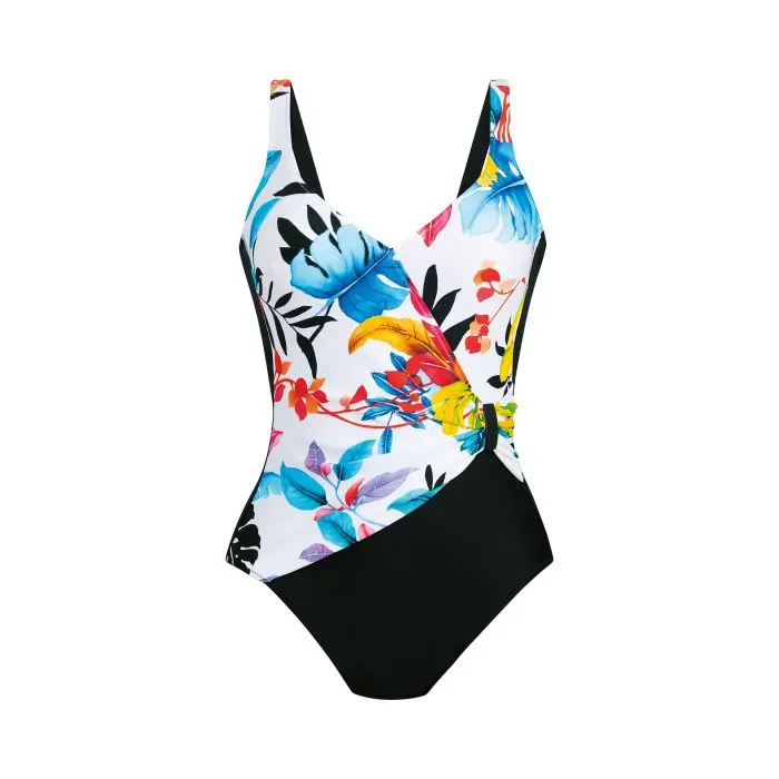 Anita ELEA – zeštíhlující jednodílné plavky s tvarovanými košíčky (Green Tropics, mint) 009 multi colour